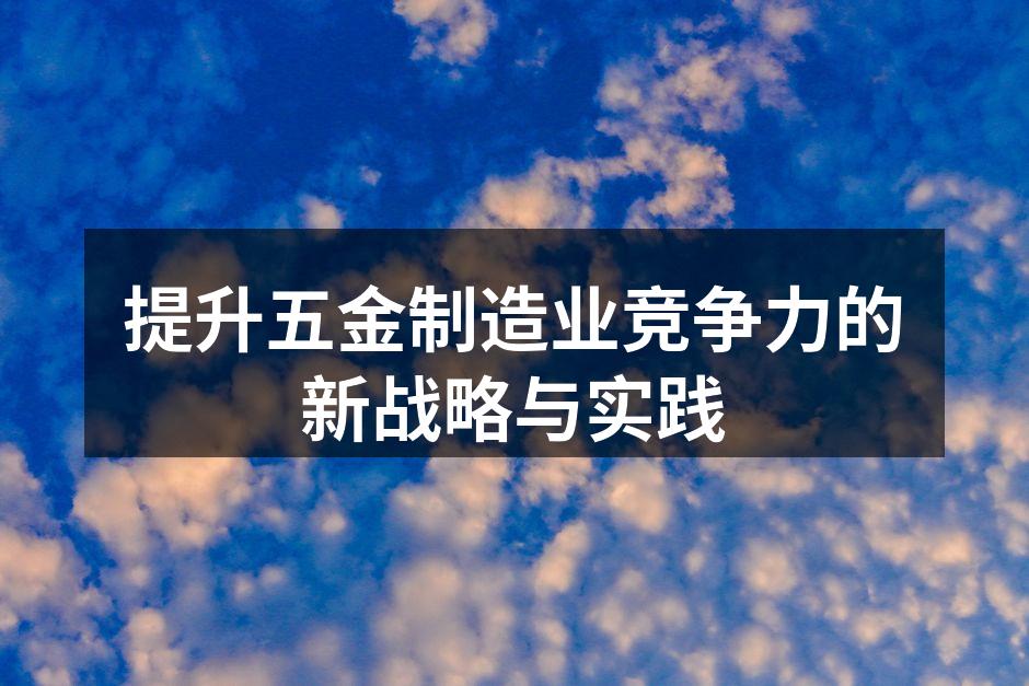提升五金制造业竞争力的新战略与实践